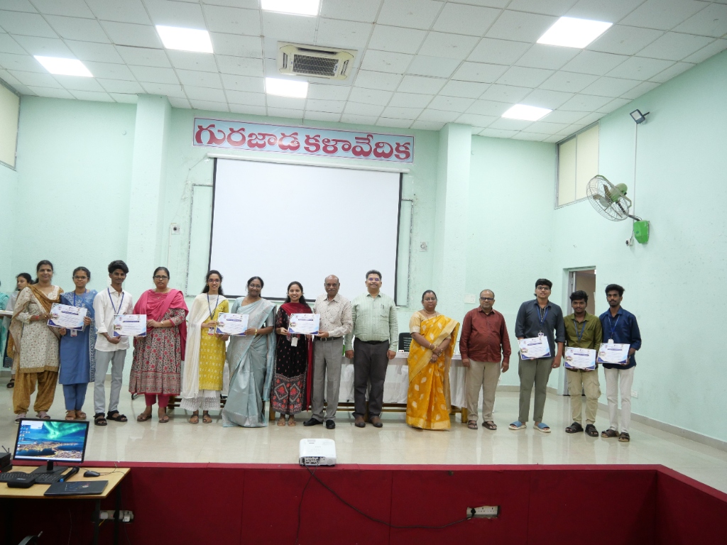 SIH 2026 Internal Hackathon Coordinator Certificate Ceremony on Gurajada Kalavedika stage at JNTU-GV